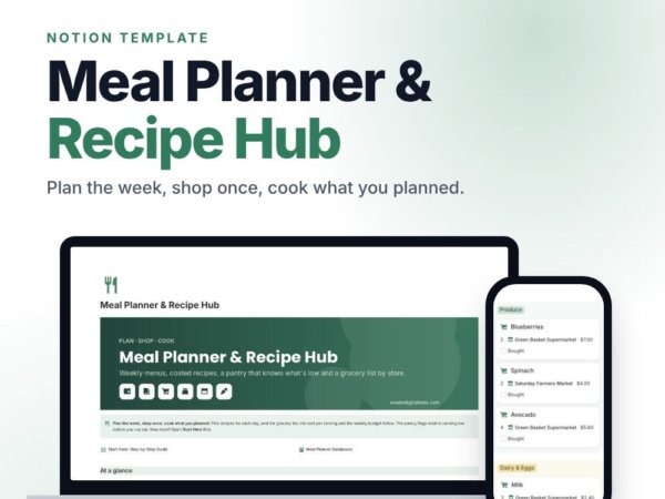Meal Planner & Recipe Hub | Notion Template