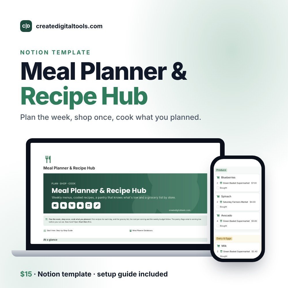 Meal Planner & Recipe Hub | Notion Template