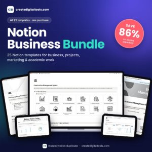 Notion Business Bundle: 25 Notion templates for business, projects, marketing and academic work