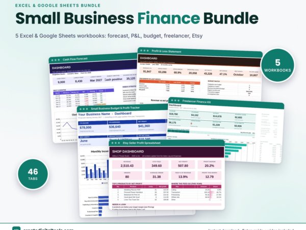 Small Business Finance Spreadsheet Bundle (Excel + Google Sheets)