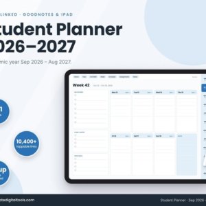 Student planner 2026-2027 academic digital planner for GoodNotes