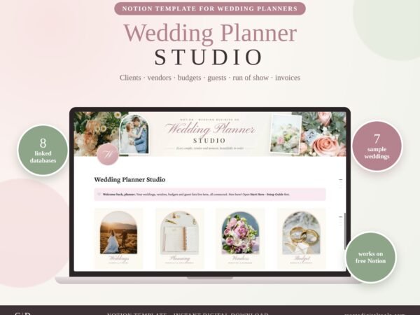Wedding Planner Studio Notion template for wedding planners